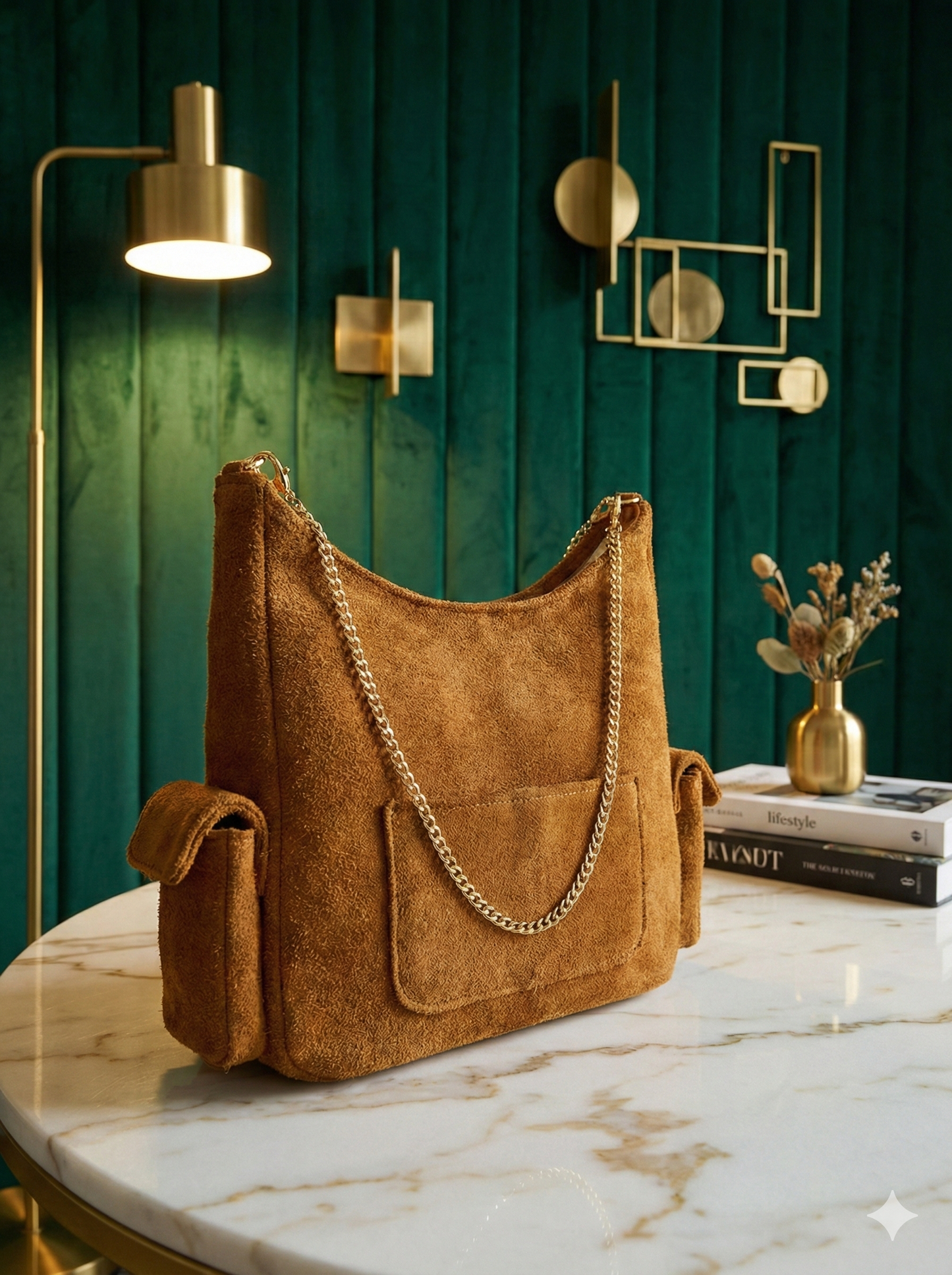 Camel Suede Utility Tote