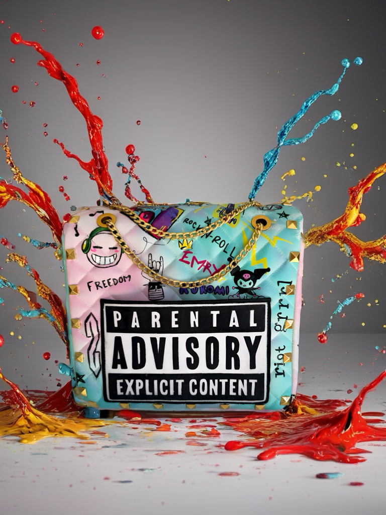 The "Riot Grrrl" 1-of-1 Hand-Painted Graffiti Bag | Real Guitar Hardware & 24K Gold