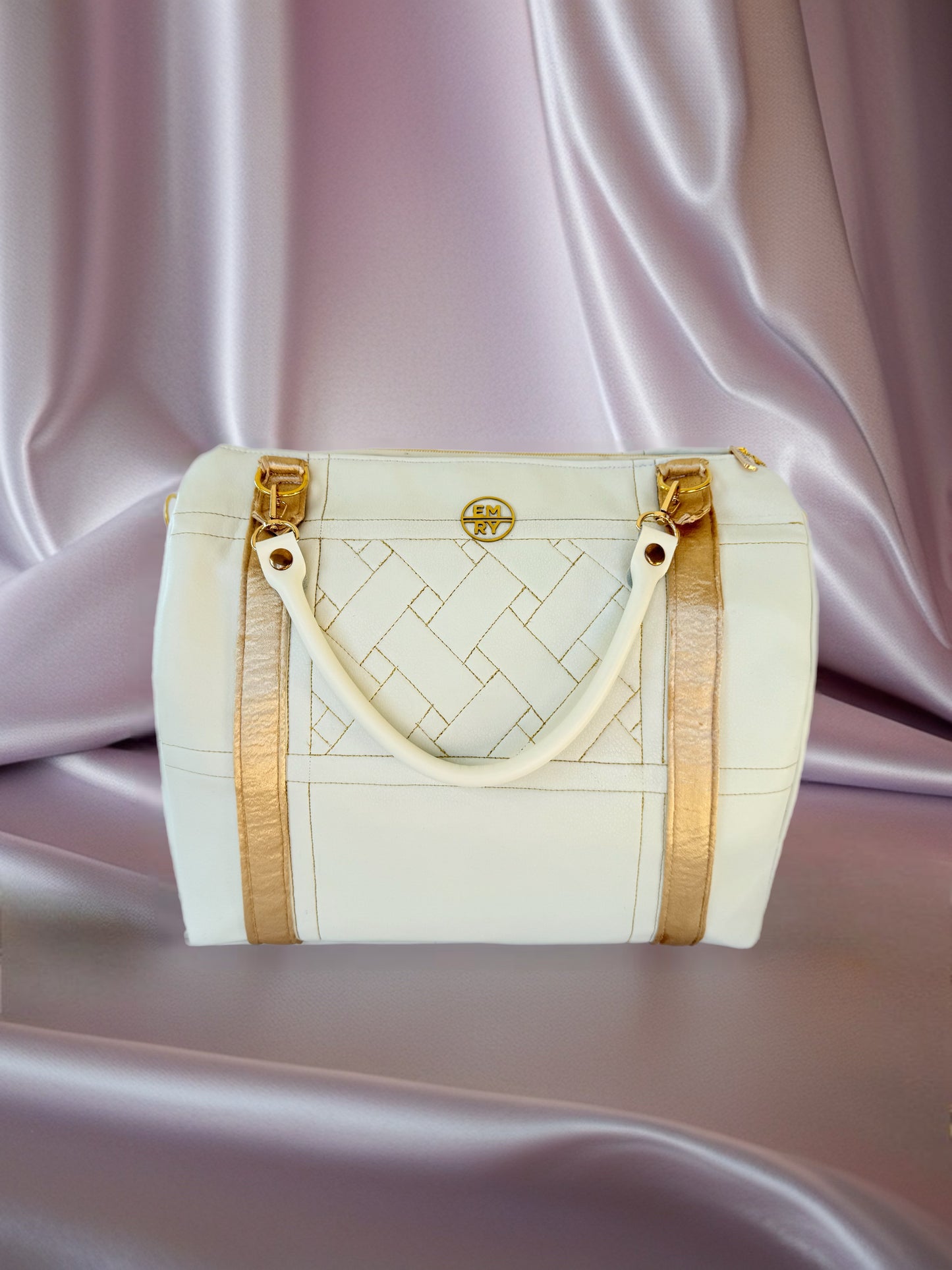White & Gold Couture Duffle Bag
